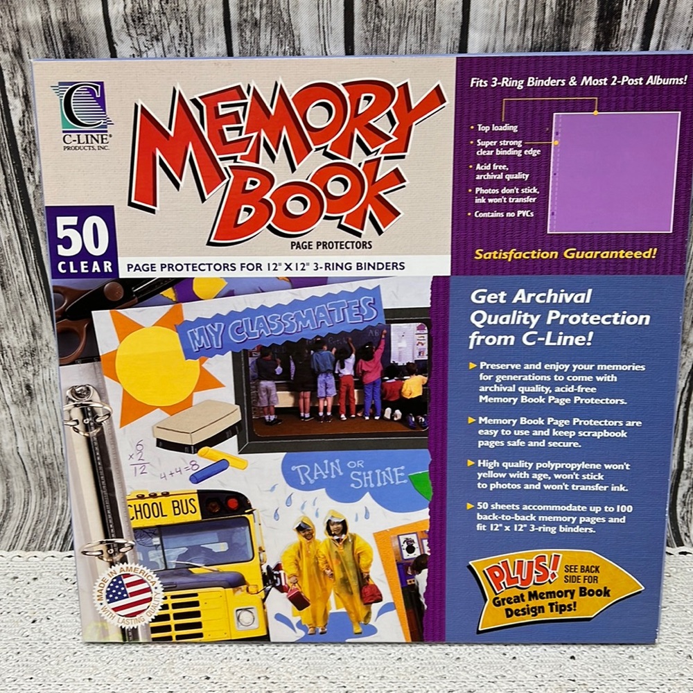 Memory Book 50 piece box set of 12x12 3- ring binder clear Page Protectors